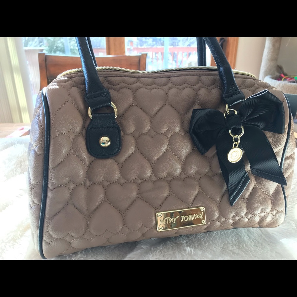 Betsey Johnson Quilted Heart Barrell Satchel